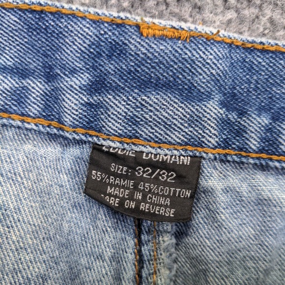 Eddie Domani Men's Straight Leg Jeans Blue 32x32 Stone Wash Denim 5-Pocket - Picture 10 of 13